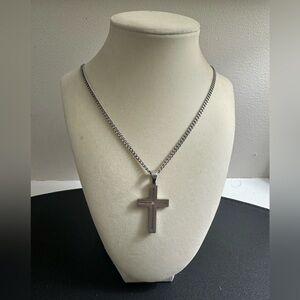 Men’s stainless steel cross necklace with a small diamond